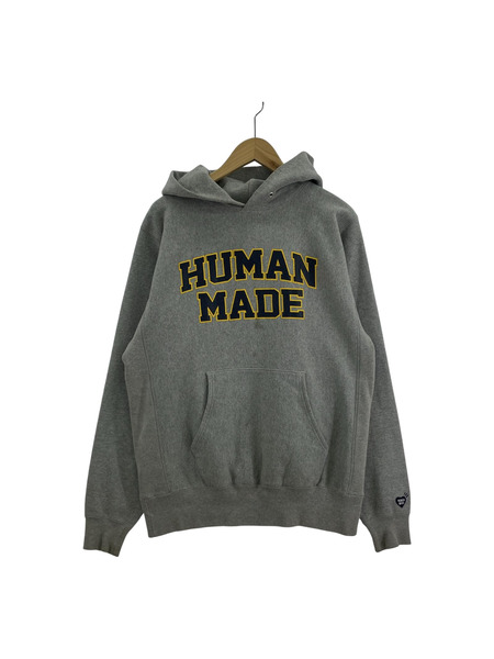 HUMAN MADE パーカー カレッジロゴパーカー グレー (M)