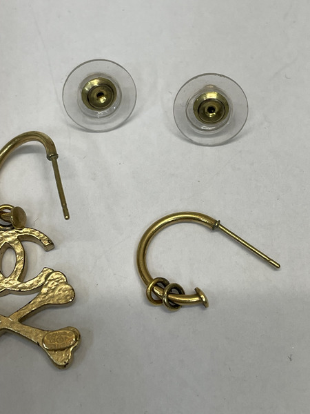 CHANEL 03ss クロスボーン ココマーク 両耳ピアス ゴールド