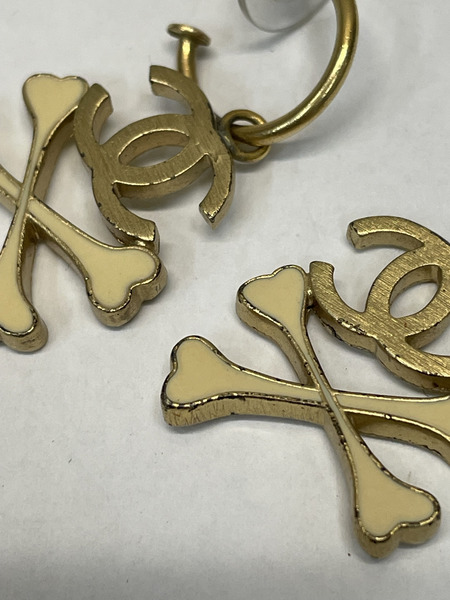 CHANEL 03ss クロスボーン ココマーク 両耳ピアス ゴールド