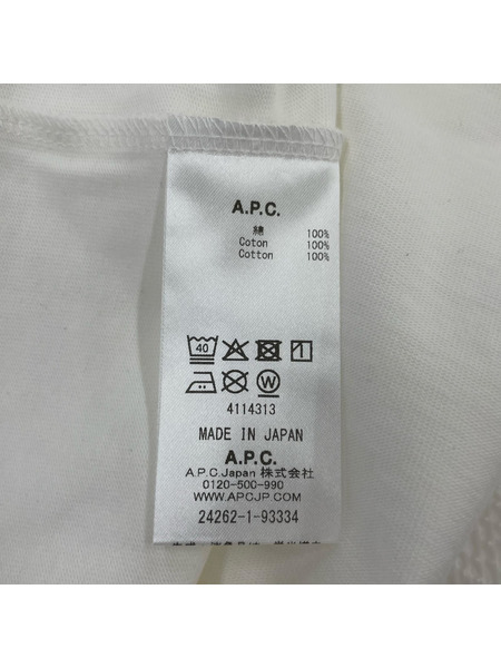 A.P.C. 半袖Tシャツ・カットソー パッチロゴ S/S Tee 白 (L)