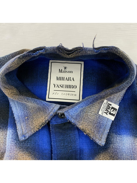 MIHARA YASUHIRO 長袖シャツ 24SS VINTAGE LIKE CHECK ブルー (50)