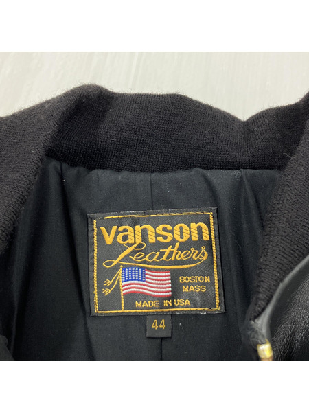 VANSON×BACKDROP クロスボーン レザージャケット BLK (44)