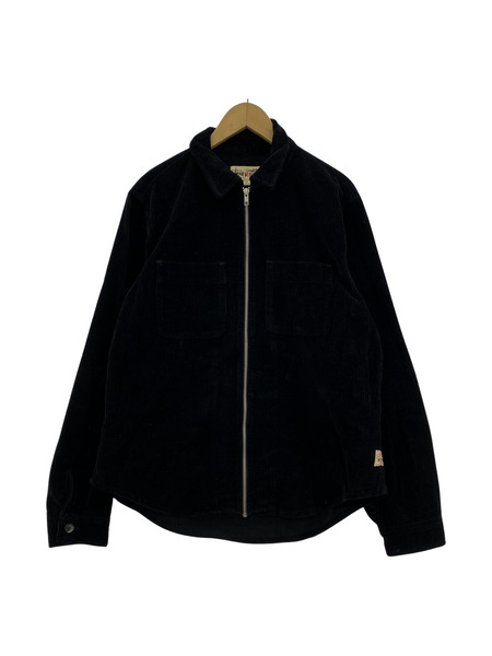 STUSSY Wide Wale Cord Zip Shirt コーデュロイジップシャツ S 黒 1110243