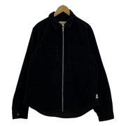 STUSSY Wide Wale Cord Zip Shirt コーデュロイジップシャツ S 黒 1110243