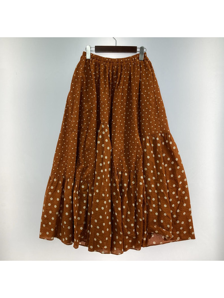 BEARDSLEY ロングスカート ドットフレア/BRW[値下]