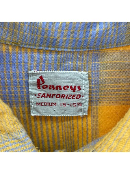 OLD・VINTAGE 長袖シャツ 60s Penney's Check shirts YEL M