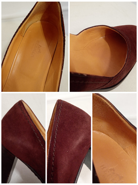 靴 HERMES スウェードパンプス 37[値下]