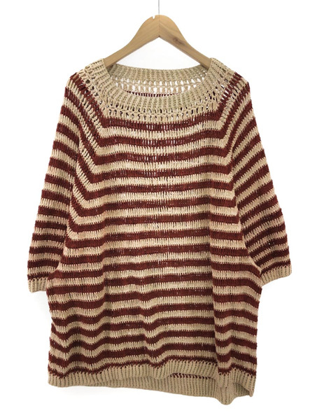 NANUA HAND KNITTING STRIPE PULLOVER レッド[値下]