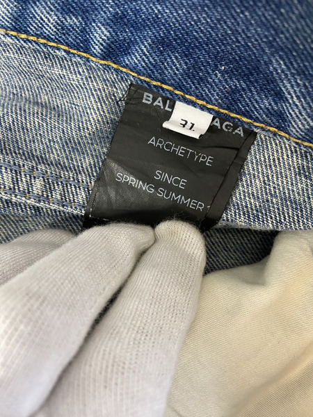  BALENCIAGA　ダメージデニムパンツ インディゴ (31)
