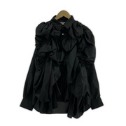 COMME des GARCONS 24AW ギャザーデザインエステルシャツ ブラック