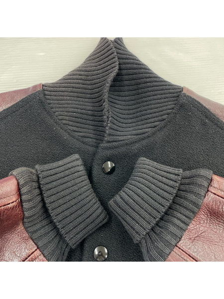 EVISU ジャケット WARE HOUSE レザー切替 スタジャン 黒 茶