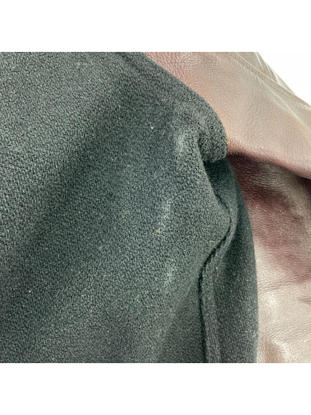 EVISU ジャケット WARE HOUSE レザー切替 スタジャン 黒 茶