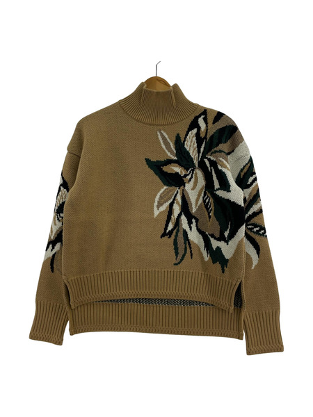 MURRAL GEOMETRIC FLOWER SWEATER/ベージュ