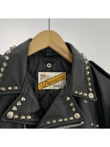 schott ライダース PERFECTO パイソン切替 鋲 カスタム ダブルライダース 黒