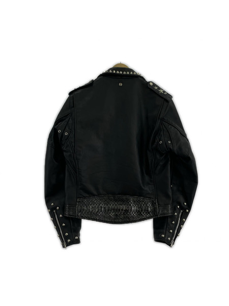 schott ライダース PERFECTO パイソン切替 鋲 カスタム ダブルライダース 黒