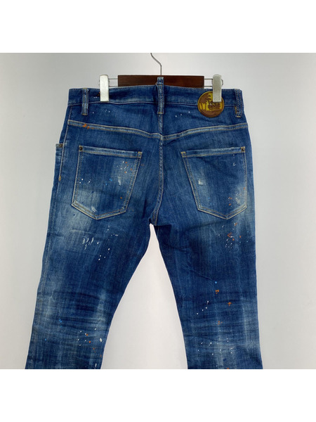 DSQUARED2 24SS Super Twinky Jean ペイント×ダメージデニムパンツ 46