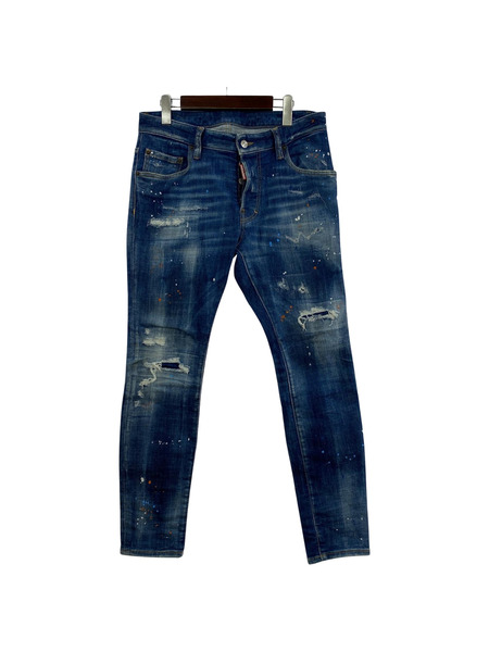 DSQUARED2 24SS Super Twinky Jean ペイント×ダメージデニムパンツ 46