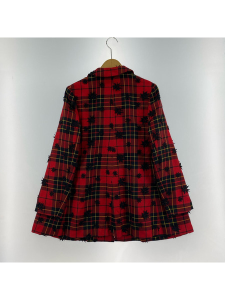 COMME des GARCONS ジャケット 22AW RJ-J015 チェックウールコート 赤黒 (XS)