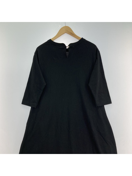 BEARDSLEY 半袖ワンピース 裾レースフレア/BLK[値下]