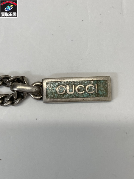 GUCCI Ag925×ｴﾅﾒﾙﾛｺﾞﾌﾟﾚｰﾄ ｺﾞﾙﾒｯﾄﾁｪｰﾝﾈｯｸﾚｽ 678714[値下]