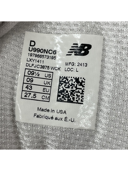 NEW BALANCE スニーカー 990 V6 WHITE Reflection MADE IN USA 27.5