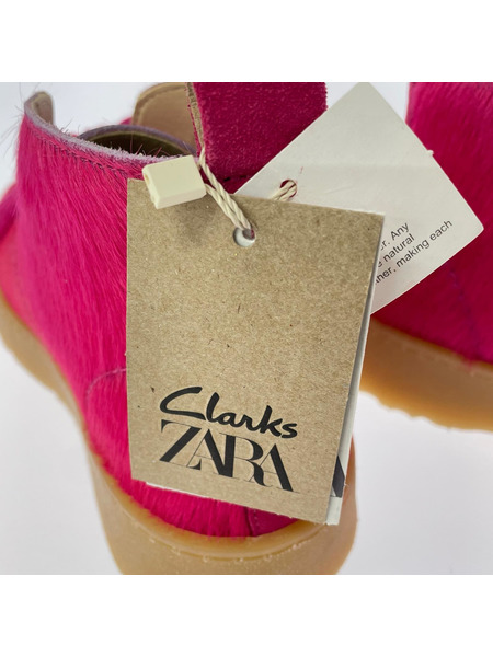 ZARA ブーツ ×CLARKS ピンクハラコ (23)