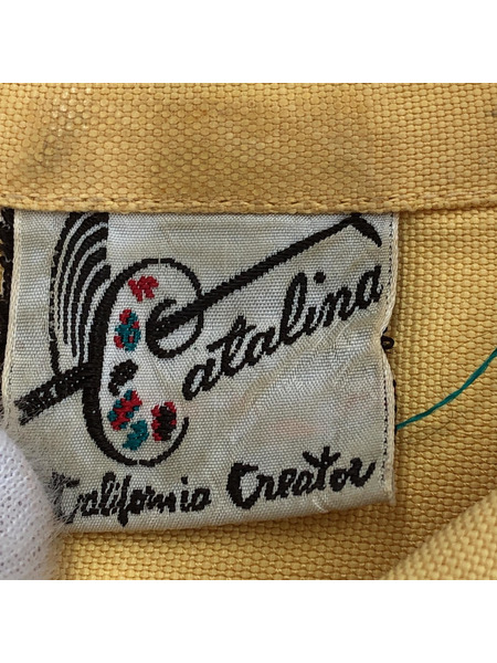 50s Catalina バックプリントアロハシャツ イエロー