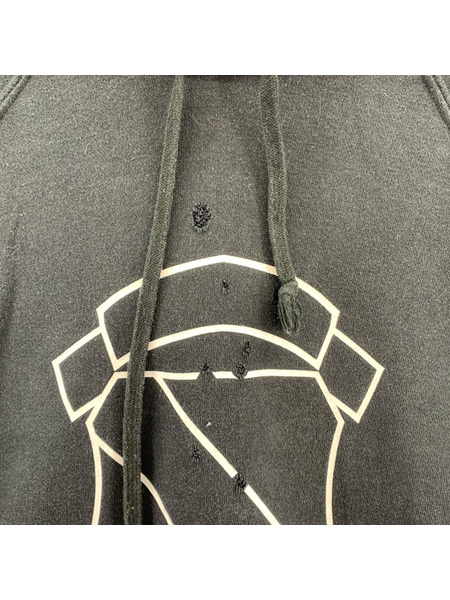 NUMBER (N)INE 01AW スタンダード期 エンブレムプリント 弾痕パーカー 3 黒