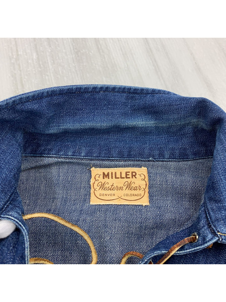 50s/MILLER/長袖デニムレースアップデニムシャツ（-）