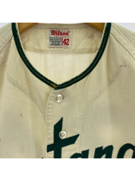 wilson 半袖シャツ 60s ベースボールシャツ 42 生成リ×グリーン