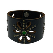 HTC ブレスレット・バングル スタッズ レザーバングル 黒