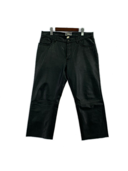 GAP パンツ カットオフレザーパンツ BLK (36)