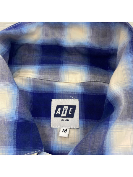 AIE 長袖シャツ PAINTER SHIRT 青 (M)