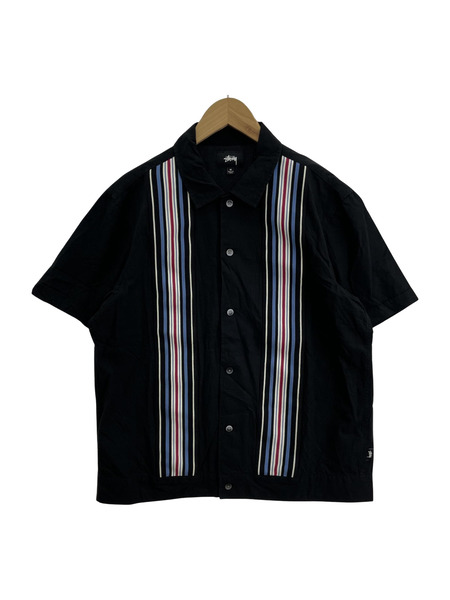 STUSSY Striped Knit Panel Shirt 黒[値下]