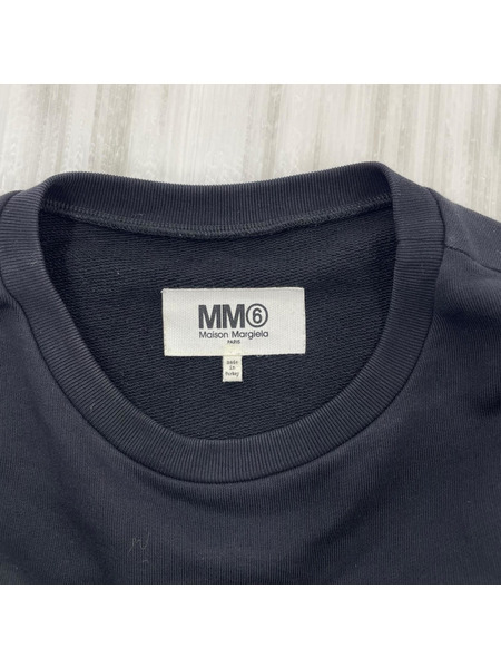 MM6 半袖ワンピース フレア ショートスリーブ スウェットワンピース/ブラック/XS