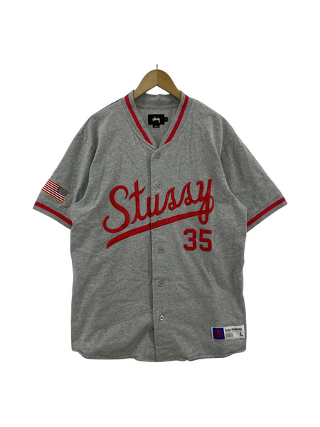 STUSSY S/S ベースボールシャツ GRY L