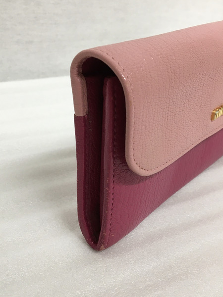 MiuMiu　マドラス 長財布 バイカラー ピンク