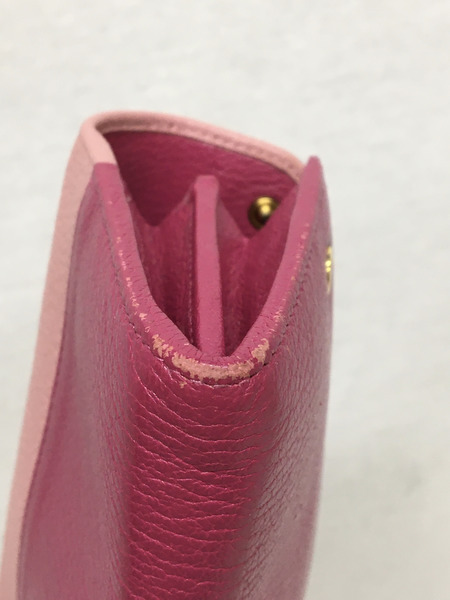 MiuMiu　マドラス 長財布 バイカラー ピンク