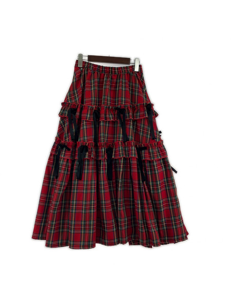 Candy Stripper ロングスカート TINY RIBBON TIERD SKIRT 赤 2