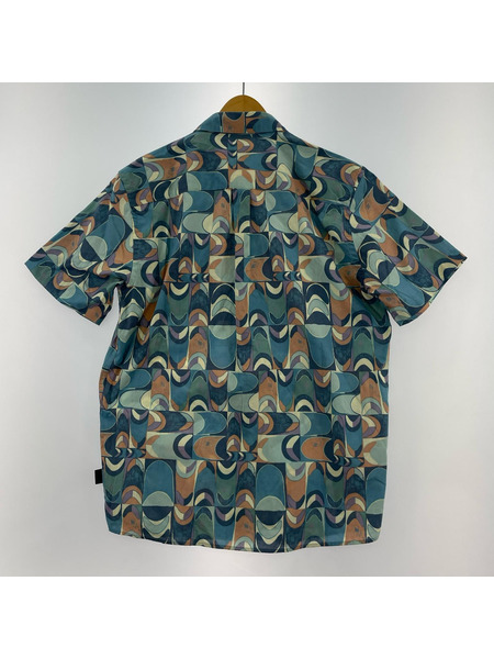 patagonia 半袖シャツ 総柄シャツ 青 (M)