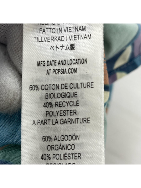 patagonia 半袖シャツ 総柄シャツ 青 (M)