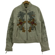Ed Hardy レザージャケット レザーライダースジャケット 白 (S)
