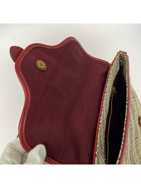 BURBERRY BLUE LABEL ショルダーバッグ チェック×レッド