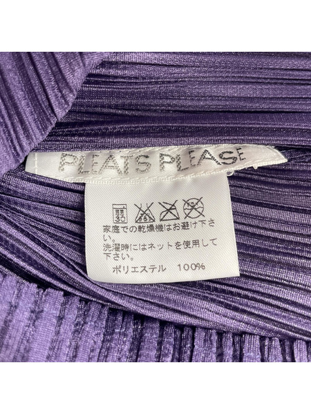 PLEATS PLEASE ハーフボタンN/Sカットソー 紫 3 PP53-JK531