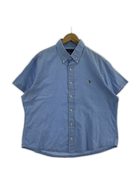 POLO RALPH LAUREN 半袖シャツ SLIM FIT シャンブレーオックスフォード 水色 (XL)