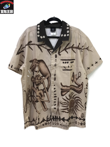 Cactus Jack PAINTER'S BUTTON UP SHIRT L/茶/ブラウン/カクタスジャック/メンズ/トップス/カットソー/半袖ボタンシャツ[値下]