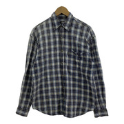 STUSSY USA製  OLD L/S チェックシャツ 青 (M)