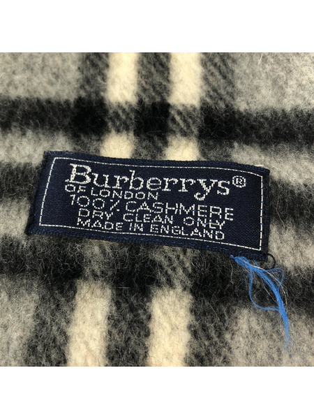 BURBERRY カシミヤ 100% チェックマフラー グレー