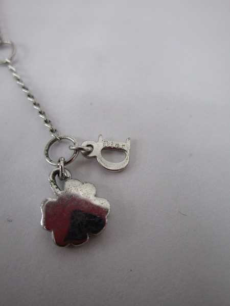 Christian Dior ディオール ラインストーンハートチャームネックレス