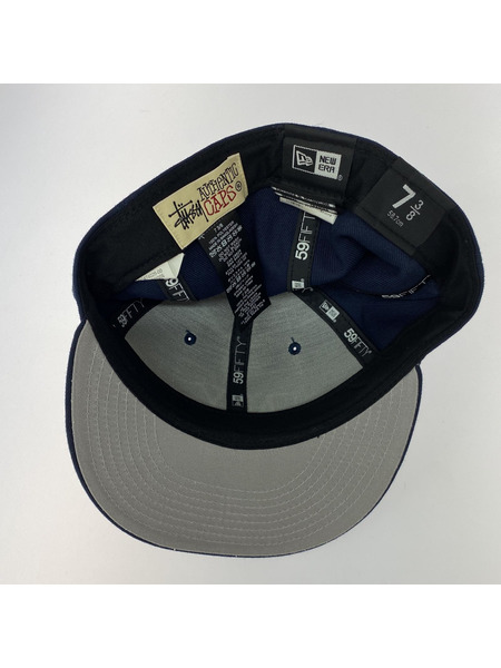 STUSSY×NEW ERA NY CAP 刺繍6パネルキャップ ネイビー